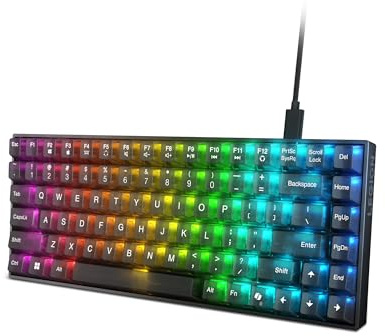 Lenovo Legion K510 Mini Pro - Teclado Gaming (Mecánico, 84 Teclas, Diseño 75% Compacto, Teclas Translúcidas, Iluminación RGB, QWERTY Español) Incluye Cable 1.8m - Color Negro