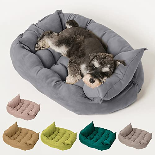Freyamy Flauschig Hundebett für Kleine Hunde und Katzen Waschbar Hundebett Faltbare Mehrzweck Hundebett Wandelbares Multifunktionale Hundebett Hundesofa Haustierbett Grau