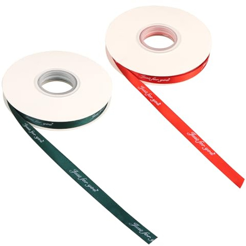 Qaixwuyi 2 Stück Just for You Satinband 31m Heißprägen Geschenkband Gold 1cm Geburtstag Band Rot Grün für Geschenkverpackung Kuchen Strauß Weingläser Geburtstag Blumenstrauß