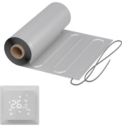 Riscaldamento a pavimento elettrico: tappetino riscaldante a due ruote con foglio di alluminio Warmon, alluminio 150 W/m² con termostato serie TS 100, termostato: TS100 WiFi bianco, dimensioni