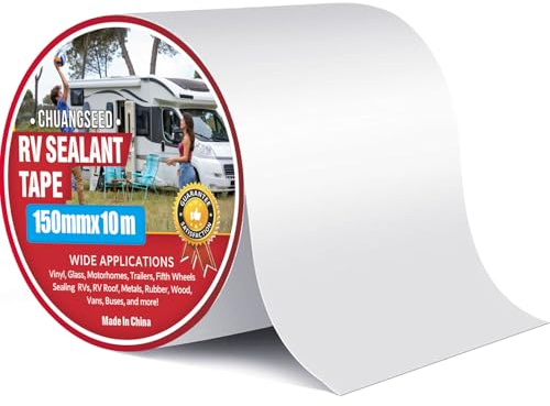 CHUANGSEED Ruban Adhésif de réparation de VR blanc,ruban en caoutchouc butyle,15cmx10m,Ruban pour Caravane,white rv sealant tape pour RV,Camping-Car,toiture,Bateau réparer Les Fuite