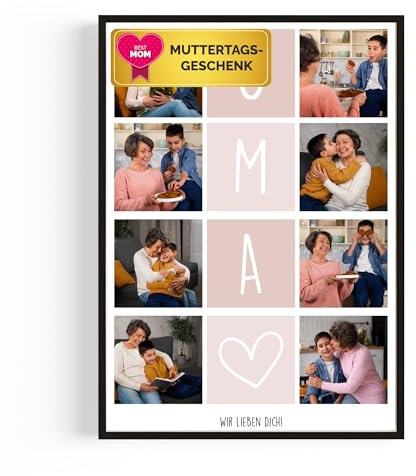 OMA Fotocollage mit 8 Fotos – Personalisiertes Geschenk von Enkeln | mit eigenem Text | Muttertagsgeschenk für Oma | Fotogeschenke & personalisierte Geschenke für Großmütter