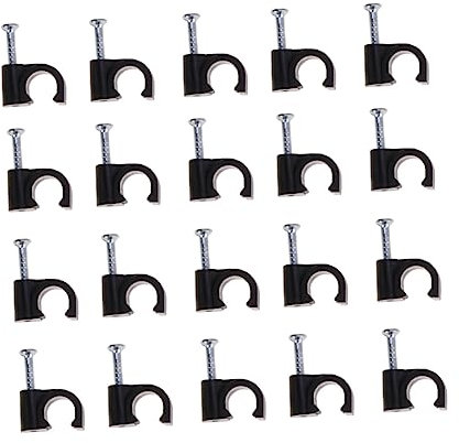 VILLCASE Clips Fijadores De Cables Eléctricos 5 Mm Para Hogar y Oficina, Organizador y Mini Enrollador, Acero Negro Clavo, Paquete 100 Unidades