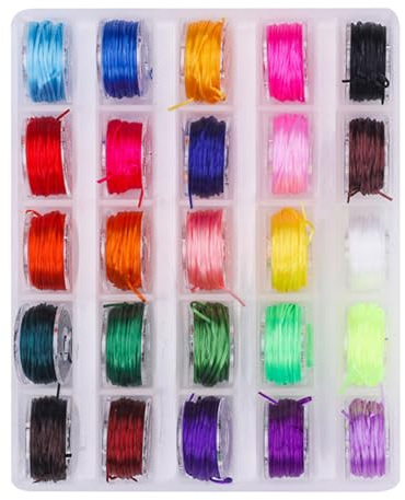 25 Bände Gummiband für Armbänder 0.8mm X 6m Elastisch Schmuckfaden Armband&Schnur Mehrere Farben Schmuckband Geeignet für Schmuck Herstellung Halskette Armband Handwerk (25)