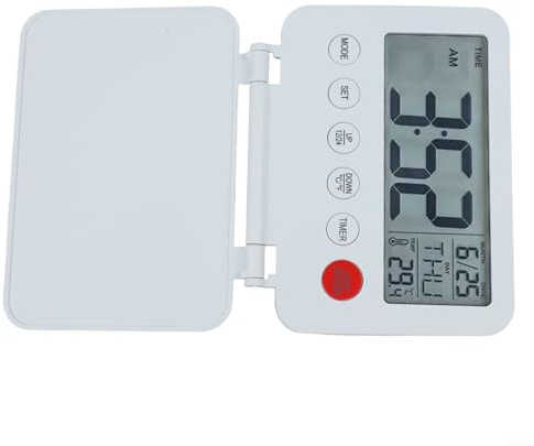 Reloj despertador de viaje LCD compacto con pantalla de temperatura y volumen ajustable para preferencias personales (blanco)