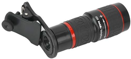 Fabater Tele Lente 20x Long Focus Zoom -Lens Ocular de Alta Definición para la Tableta de Teléfonos Inteligentes PC Negro para Eventos Deportivos, Conciertos, Observación de Aves