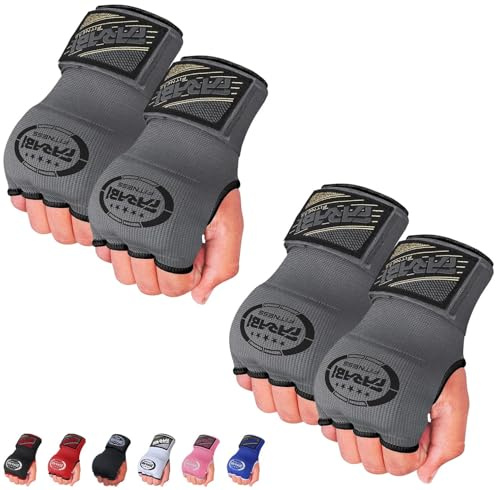 Farabi Sports inre handskar för barn, boxningslindor för män och kvinnor | Träningsbandage för MMA och Muay Thai (Grå (2-pack))
