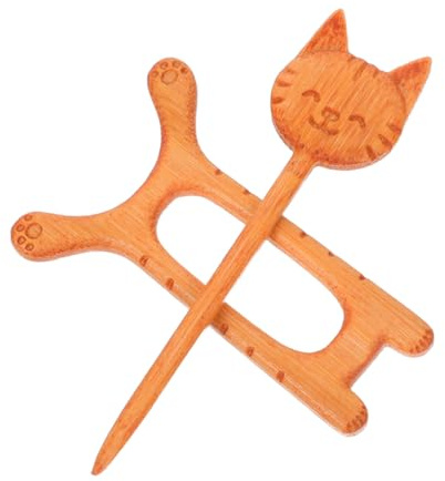 MUCKLILY Broche Chat Bois Décorative pour Vêtements Pince Pull Châle Motif Animal Mignon Léger et Résistant