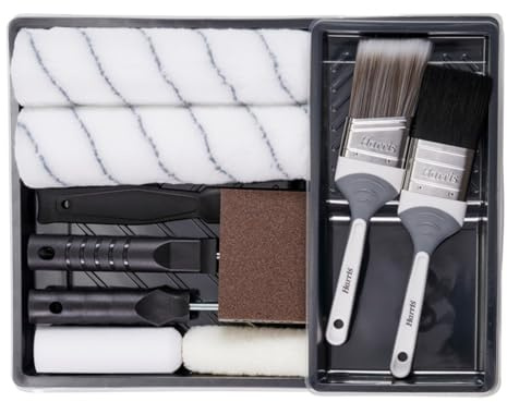 UHR Interior Decorating Kit, Complete Home Painting Set with Rollers, Brushes, Sleeves, Tray, Dust Sheet & Sanding Block, Ideal for Walls, Ceilings & Woodwork, 15 Piece