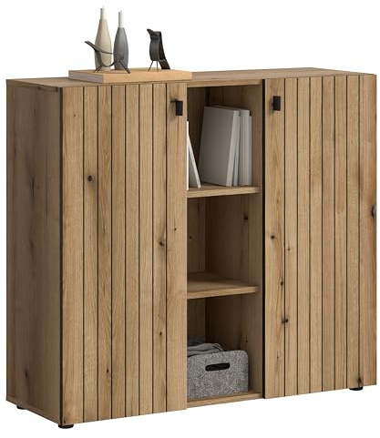 xonox.home – Schuhkommode Station 106x96x37 cm in Evoke Oak Nachbildung – Großer Schuhschrank mit viel Stauraum für Schuhe und Stiefel im modernen Design