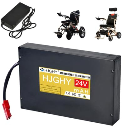 HJGHY Red Anderson,24V 10Ah, 24 Volt Mobility Scooter Battery 24V 10Ah 12Ah 15Ah 16Ah 19.2Ah Electric Wheelchair Lithium Battery Pack Replacement for 0-500W Wheelchair Motor
