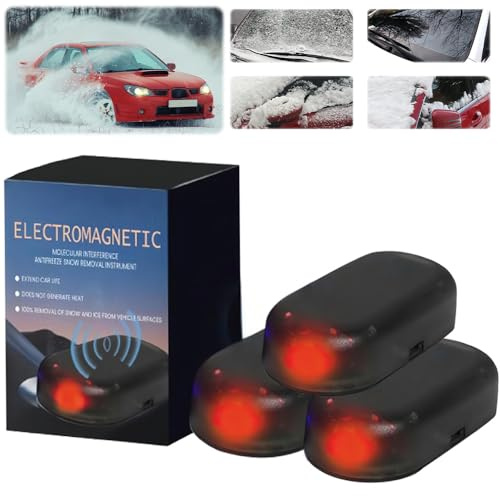 Vulaop Elektromagnetischer Scheibenenteiser Auto – Solar+USB Aufladbar, Mikrowellen-Heizung Frostschutz, Tragbarer Autoentfroster Frostschutz - Fahrzeugschutz für Auto/SUV (Schwar-3pcs)