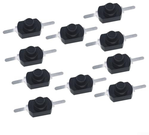 10 interruptores de botón, cierre negro para mini interruptores de antorcha 1 A 30 V cobre 2 pines para linternas proyectos electrónicos