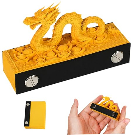 Hperu Bloc-notes 3D, bloc-notes 3D en forme de dragon chinois pour bureau et bureau à domicile, décoratif anti-stress pour l'année du dragon, pour collègues et amis