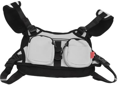 Bnineteenteam Sac de Poitrine de Sport, Sac de Gilet en Nylon Réfléchissant avec Sangles Réglables et Plusieurs Poches pour la Course à Pied, Le Cyclisme, l'entraînement, Hommes et Femmes