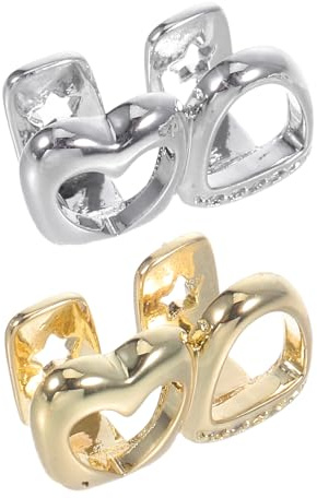 VILLCASE 2 Stück Zahngrills mit Strass Herzdesign Goldene Zahnkappen zum Aufclipsen Zahnschmuck für Damen Herren Party Cosplay Hip Hop Zubehör