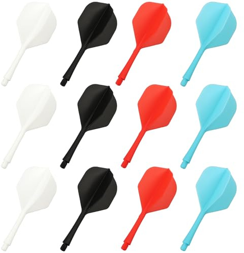 QEAS Juego de 12 Aletas y Ejes de Dardos Integrados 2 en 1, Sistema Profesional Moldeado de Precisión Force 90, Accesorios Duraderos para Dardos, Dardos de Plumas, Accesorios 2BA