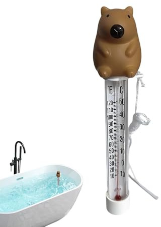 Schwimmende Poolthermometer,Leicht ablesbares Wasser-Thermometer mit Capybara-Design | Schwimmende Thermometer für Pool mit Kordel | für Fischfang, Badewanne, Dusche, Aquarium, See, Spa