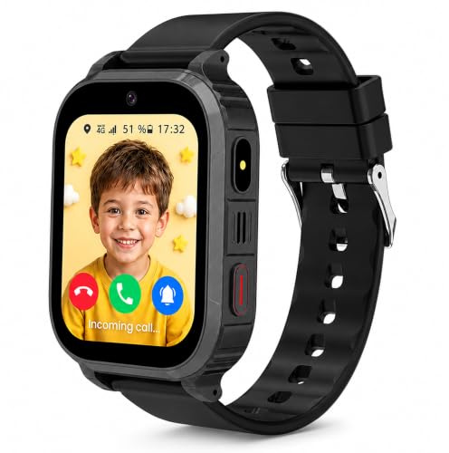 Smartwatch Kinder mit GPS und Telefon, Kinder Smartwatch mit GPS mit SIM-Kartenslot, SOS, Schulmodus, SMS, Kids Smart Watch mit Schrittzähler, Wecker, lP68 Wasserdicht Kinderuhr für Junge und Madchen