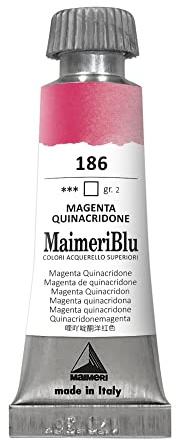 MaimeriBlu 12ml Single-Pigment Watercolor Paint - Magenta Quinacridone PR202 Professional Watercolor Paint - Lightfast and Transparent Watercolor Paint Tube for Artists