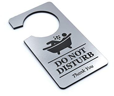 OriginDesigned Silver coloured 'In Bath' - Bathroom in use - Do Not Disturb, Warning Door Sign, Door Hanger Notice. Perfect for use at home to stop intruders whilst bathing.