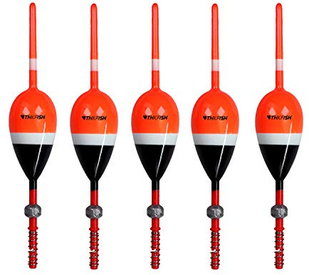 THKFISH Posen Angeln Schwimmer Angelsets Balsaholz Posen Slip Posen Set für Crappie Panfish Walleyes 5Stück Rot/Gelb