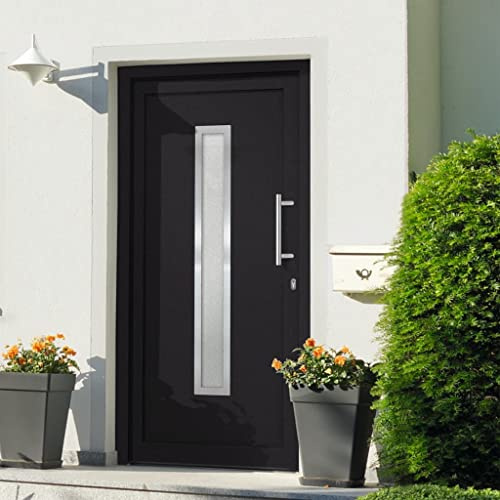 vidaXL Porta di Ingresso con Accessori Sicurezza Eleganza Entrata Casa Edifici Soglia Alluminio Rinforzi e Anima in Acciaio Antracite 98x190 cm