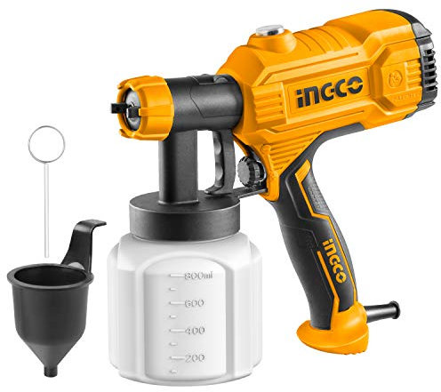 INGCO Corded Paint Sprayer 450W 400ml/min, Fence Paint Sprayer 800ml Detachable Container, HVLP Spray Gun with 3 Pure Copper Nozzle(1.5+2.0+2.5) SPG3508-4