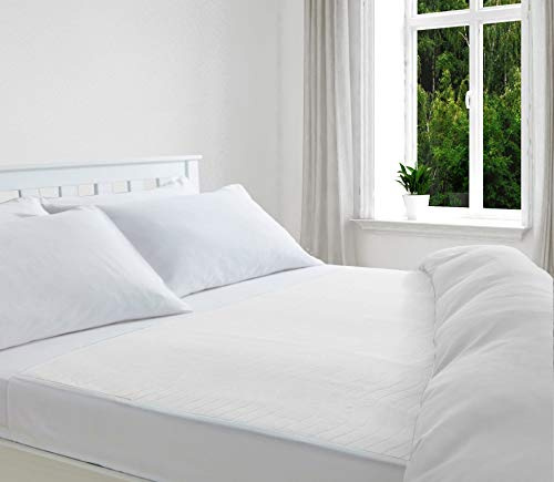 Deluxe Washable and Absorbent Reusable Incontinence Pad/100% Waterproof Mattress Protector, 85 x 150 cm, 33½ x 59, with 50 cm Tucks on each side to Secure It in Place. King-Size Bed, White.
