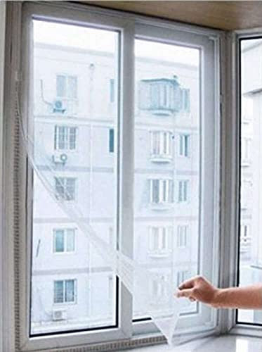 BricoShopping® Mosquito Net Curtain Mosquito Net Adhesive Mosquette Version 2 Veil With Universal Adjustable Tear For Door Window Balcony Camper Anti Insect Mosquitoes Diy (150x180cm, White)