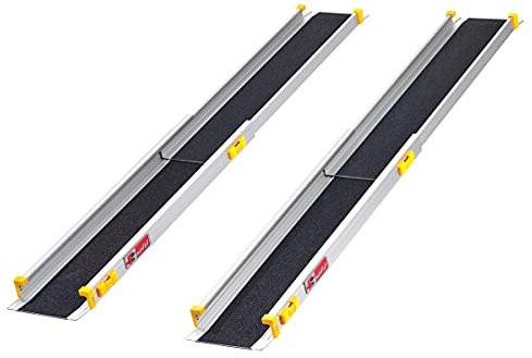 FTsolid Teleskoprampen 90/150 aus Aluminium – Rollstuhlrampe | Teleskopschiene – Auffahrschiene für Rollstuhl, Rollator oder Kinderwagen, Auffahrrampe für Treppen, Rampe