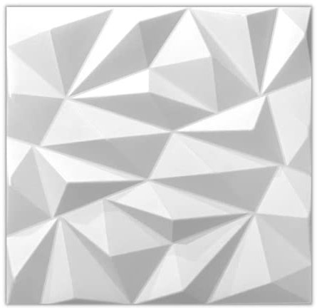 Eurodeco 3D Wandpaneele - 3D Wandverkleidung Paneele - Dekoren Deckenpaneele - Wanddeko Platten - Wandtattoos aus Polystyrol XPS Styropor - 50 x 50 cm, 3 mm Stärke, Zirkon Weiß, 16 Stück (4m²)