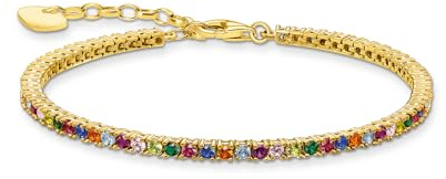 THOMAS SABO Armband farbige Steine silber 925 Sterlingsilber, 750 Gelbgold Vergoldung