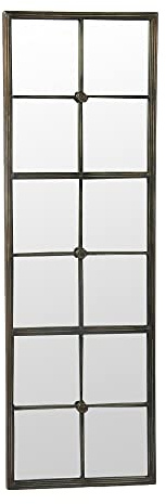 Grafelstein Spiegel Bastion – Eleganter Wandspiegel im Landhausstil, 42 x 2 x 127 cm, antikbrauner Metallrahmen, länglicher Deko Spiegel für Wohnzimmer, Flure & Eingangsbereiche