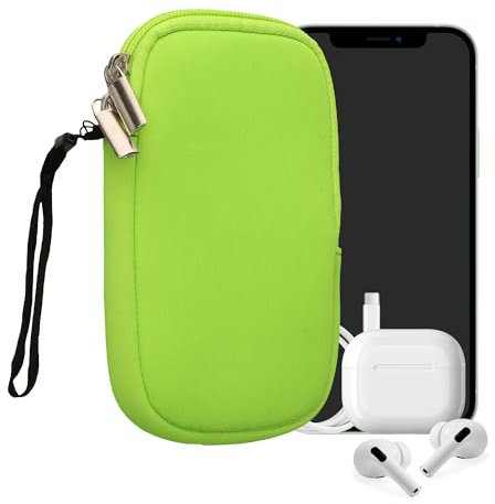 kwmobile Handytasche für Smartphones M - 5,5 - Neopren Handy Hülle Neon Grün - Handy Tasche 15,2 x 8,3 cm Innenmaße