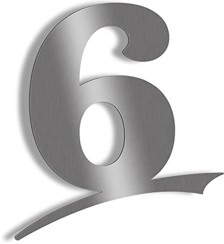 Hausnummer Edelstahl mit große Zahlen - frei wählbar - Hausnummer groß oder klein 1-29, 16cm, 20cm, 30cm Türschild hausnummernschild aus edelstahl hausnummern, XXL Hausnummer 6 (16cm)
