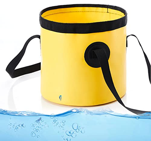 Faltbarer Wassereimer, Leicht, 10L/20L Tragbarer Outdoor Falteimer Wassereimer, Camping Eimer Zusammenklappbares Waschschüssel Wasserspeicherbehälter für Reisen Gartenarbeit,Gelb,20L