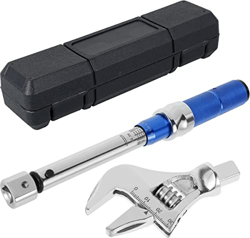 HOTBEST Adjustable Torque Wrench, 5-25 NM Adjustable Jaw 30mm Steel Open End Torque Wrench, Interchangeable Head Spanner Manual Tool for Plumbing Auto Repair Home Maintenance