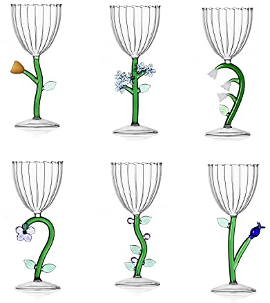 Ichendorf Botanica Lot de 6 verres optiques avec décor fleur