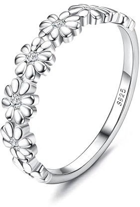 MILACOLATO Damringar silver ring dam tusensköna för kvinnor 18 karat guld fylld tusensköna blomma Hawaiian ring med färgglada kubisk zirkon förlovningsringar, Silver