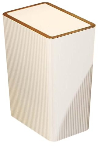 Gralara Papelera Tipo Prensa, Bote de Basura Estrecho, Bote de Basura para baño con Tapas, Cubo de Basura nórdico para solárium, 15L Blanco
