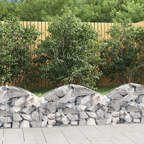 HIGSOSE Panier de Gabions Arqué 100x30x40/60 cm Fer Galvanisé Gabion Jardiniere Mur en Gabion Barriere Jardin Gabion Wall Pierre Pour Gabion Cages en Gabion Barrière en Gabion