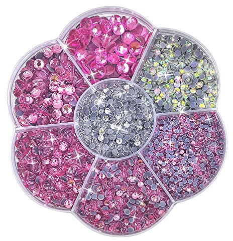 Liliume 5000pcs Hotfix Strasssteine Pink Strasssteine 21 Farben 5 Größen SS6-SS30 für DIY Handwerk（Hellrosa）