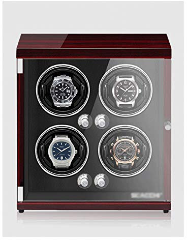 SilteD Uhrenbeweger mit LCD-Display für 4 Automatikuhren mit Touch-Steuerung und Schmuckaufbewahrungsschublade Present