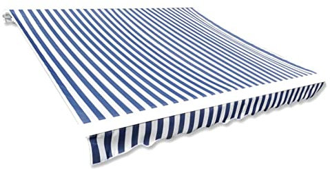 Gecheer Tessuto di Ricambio,Tela,per Tenda da Sole,3x2,5 m,Blu e Bianco,Tela per Tenda Esterno Sole,Tela per Tenda da Sole da,Balcone,Patio,Terrazzo,Giardino,Tela di Ricambio per Tenda da Sole