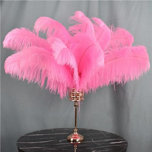 Decoración de plumas de avestruz rosa, 15-70 cm/6-28 pulgadas, plumas de avestruz, manualidades, centros de mesa para fiestas, accesorios de boda, decoración, poste grande de 50-55 cm, 10 unidades