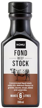 NOMU Beef Stock Liquid Concentrate - 200ml Makes 6 Litres/6 Servings, Full Flavour for Savoury Dishes, Soups, Stews & Sauces - Gluten Free