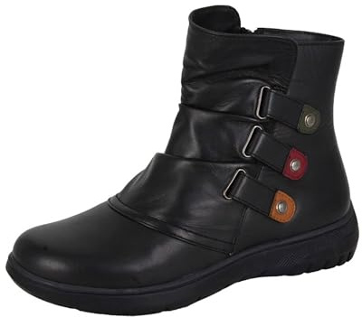 Mod Comfys L557 Ladies Softie Leather Ankle Boots (Black, UK Footwear Size System, Adult, Women, Numeric, Wide, 8)
