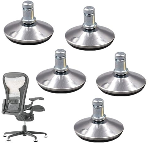 5 PCS Office Chair Wheels Sturdy Office Chair Casters Anti-Slip Bell Glides Low Proffile Replacement Fixed Stationary Foot for Wood Floors and Carpet