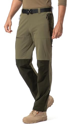 yeyity Pantalones de senderismo para hombre, resistentes, transpirables, duraderos, de trekking, cargo, trabajo, para muchas actividades al aire libre, verde bosque, XXL